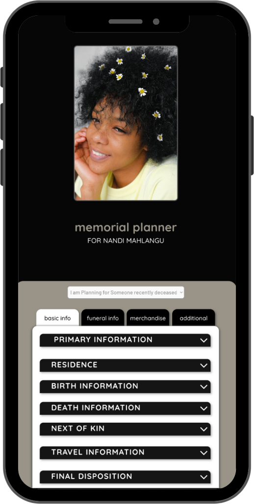 memorial planner on phone